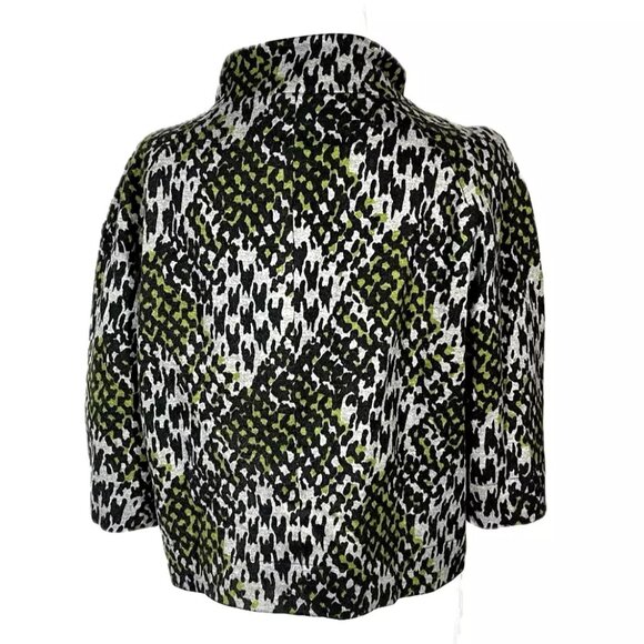 Trina Turk Stylish Cropped Jacket Trending Patchwork Pattern 3/4 Sleeves Sz 4 - Picture 4 of 11